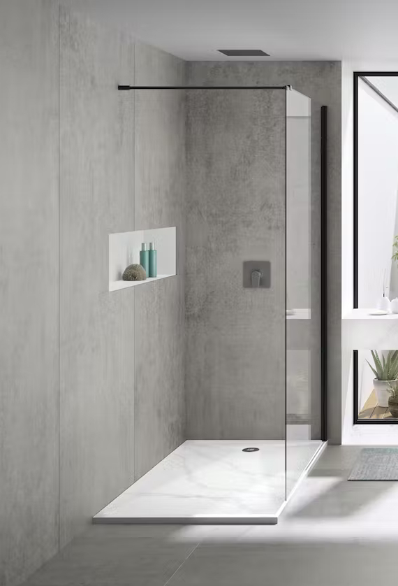 Slab shower by <https://www.cosentino.com/usa/”" target="”_blank”" rel="noopener">Cosentino</a>